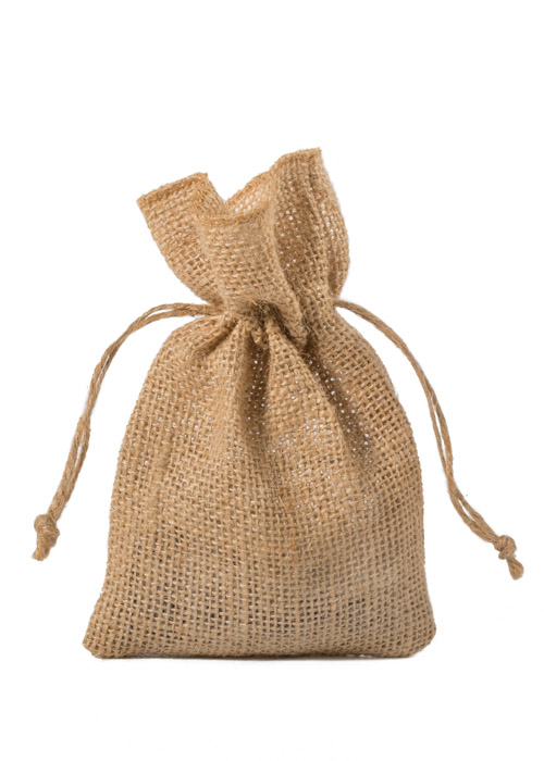 Jute zakjes met koof Small, trekkoordje, 10x15cm (BxH), 1-kleur